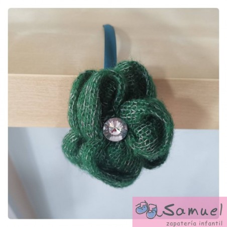 Diadema flor lana con brillante Mod 112