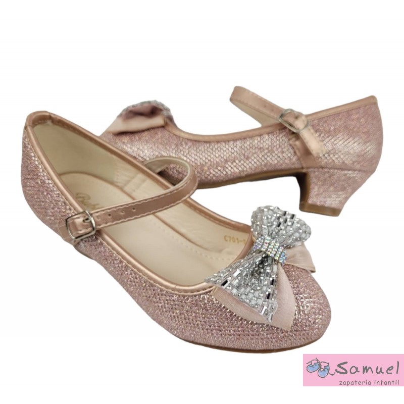 Zapato Tacón Lazo Brillo Mod C701