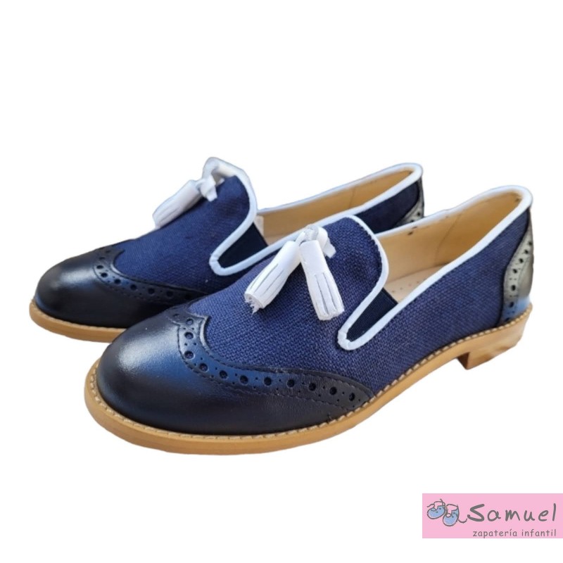 Mocasín Yowas Borlas Piel/Lino Mod 20326
