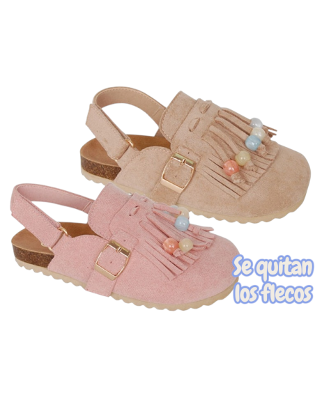 Sandalia zueco flecos C1771