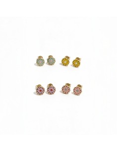 Pendientes Flowers Acero cierre presion