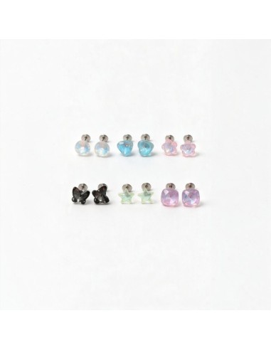 Pendientes Cristal Acero cierre presion